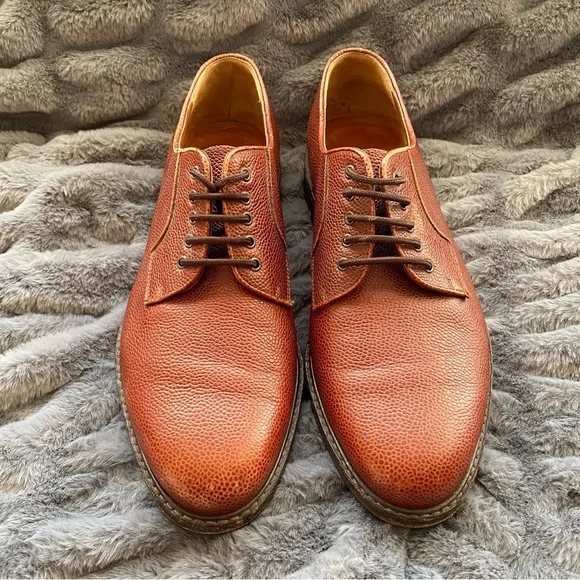 Salvatore Ferragamo Brown Pebbled Leather Derby Dress Shoes Salvatore Ferragamo Men main image 3
